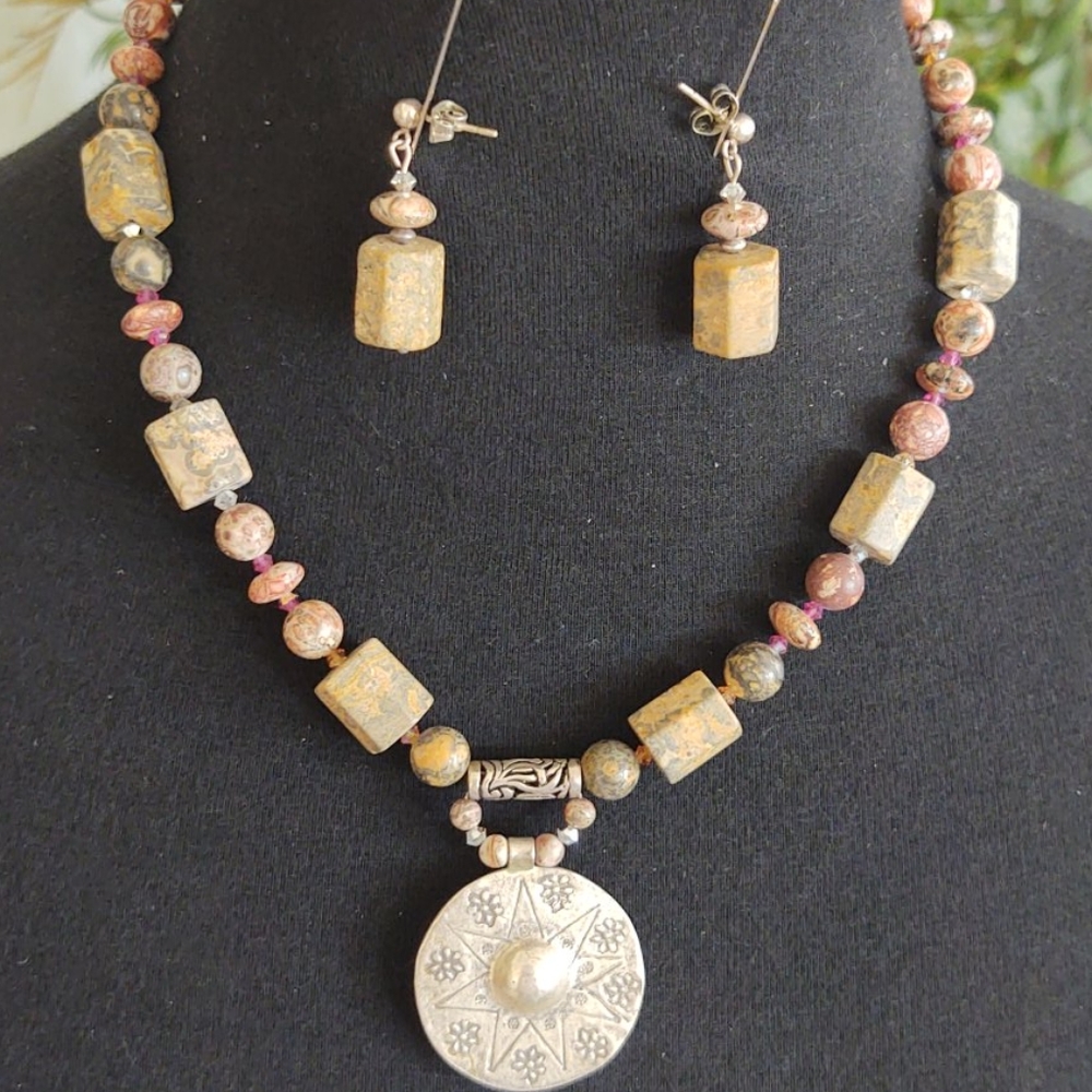 NWOT Hand Crafted Necklace and Earring Set